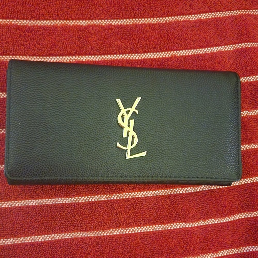 Yves Saint Laurent Black Wallet with Gold Logo